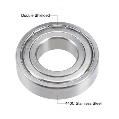 Harfington Uxcell S6206ZZ Stainless Steel Ball Bearing 30x62x16mm Double Shielded 6206Z Bearings