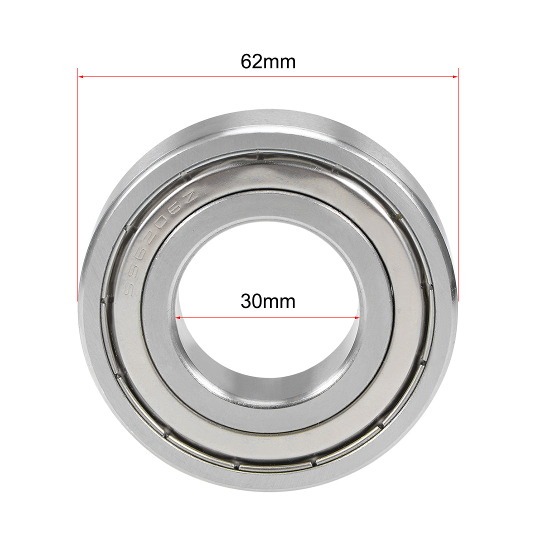 uxcell Uxcell S6206ZZ Stainless Steel Ball Bearing 30x62x16mm Double Shielded 6206Z Bearings