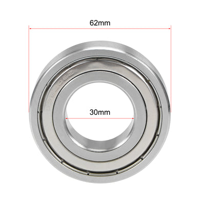Harfington Uxcell S6206ZZ Stainless Steel Ball Bearing 30x62x16mm Double Shielded 6206Z Bearings
