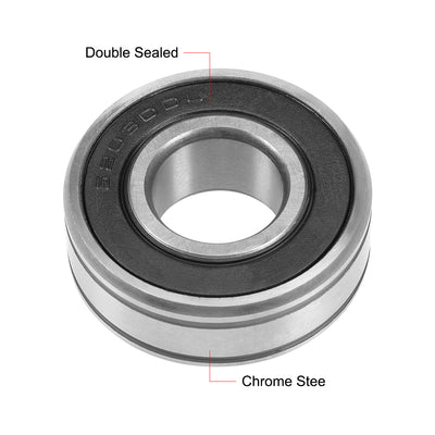 Harfington Uxcell 6203W14-2RS Deep Groove Ball Bearing 17x40x14mm 6203DDU Sealed Chrome Steel Bearings