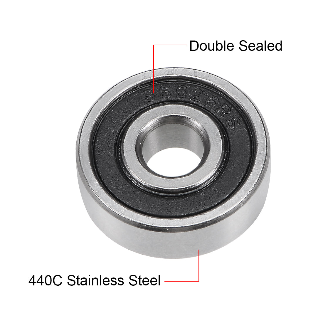 Harfington S626-2RS Stainless Steel Ball Bearing 6x19x6mm Double Sealed 626RS Bearings