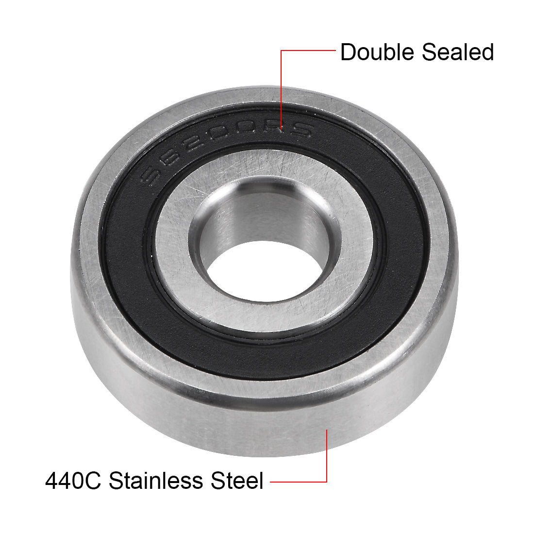 uxcell Uxcell S6200-2RS Stainless Steel Ball Bearing 10x30x9mm Double Sealed 6200RS Bearings