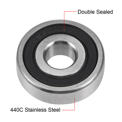 Harfington Uxcell S6200-2RS Stainless Steel Ball Bearing 10x30x9mm Double Sealed 6200RS Bearings