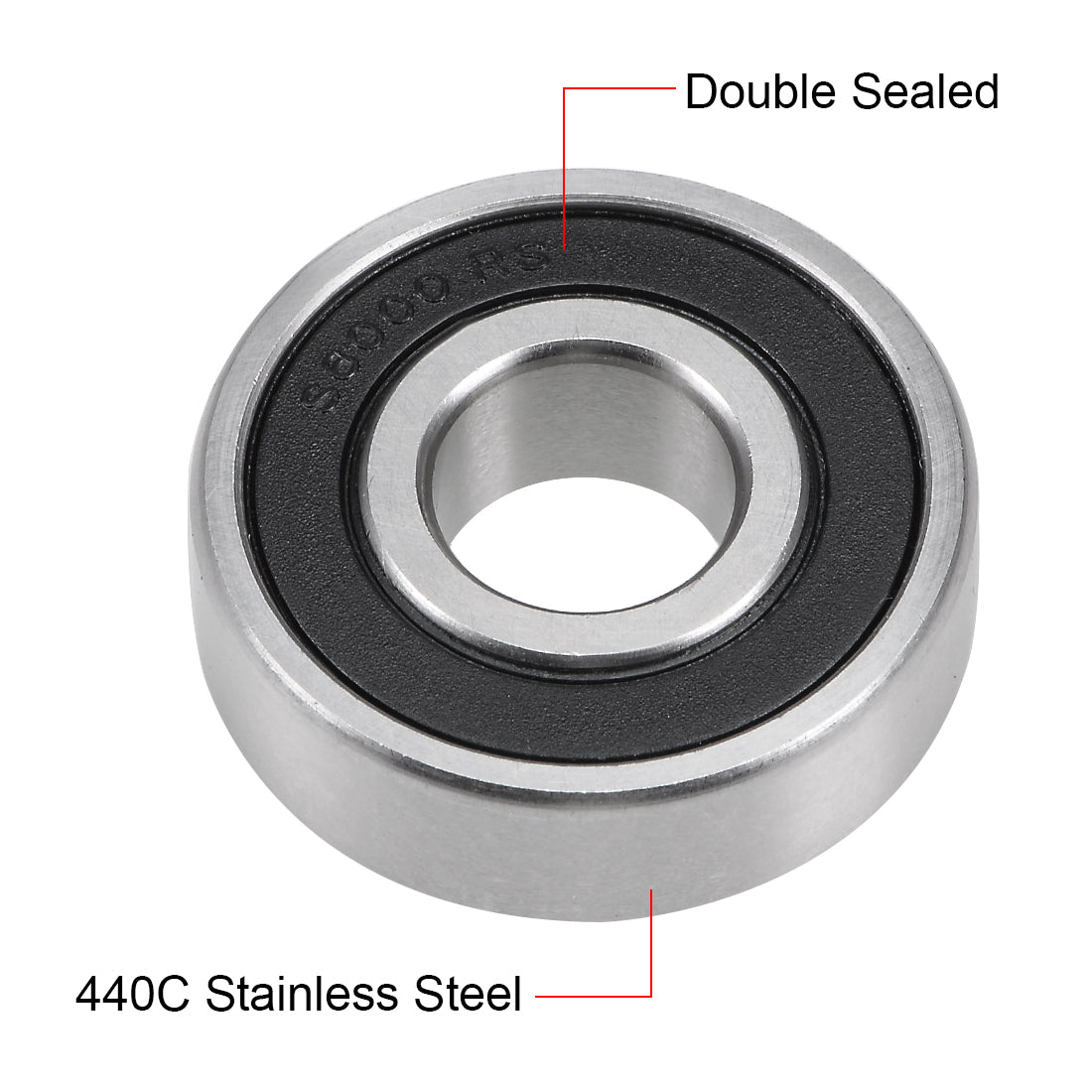 Harfington S6000-2RS Stainless Steel Bearing 10x26x8mm Double Sealed 6000RS Bearings 3pcs