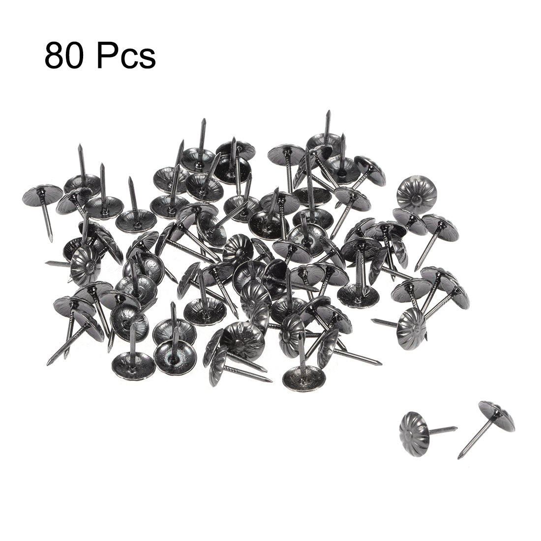 uxcell Uxcell Upholstery Nails Tacks 7/16-Inch Head Dia Antique Round Thumb Push Pins Black 80 Pcs