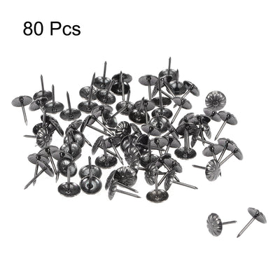 Harfington Uxcell Upholstery Nails Tacks 7/16-Inch Head Dia Antique Round Thumb Push Pins Black 80 Pcs