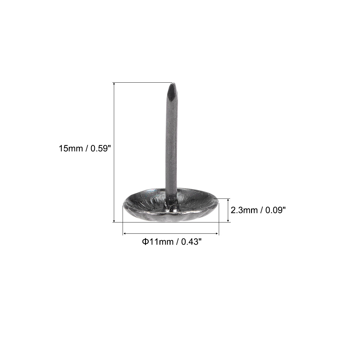 uxcell Uxcell Upholstery Nails Tacks 7/16-Inch Head Dia Antique Round Thumb Push Pins Black 80 Pcs