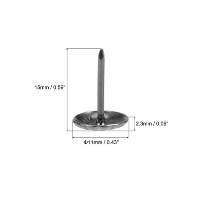 Harfington Uxcell Upholstery Nails Tacks 7/16-Inch Head Dia Antique Round Thumb Push Pins Black 80 Pcs