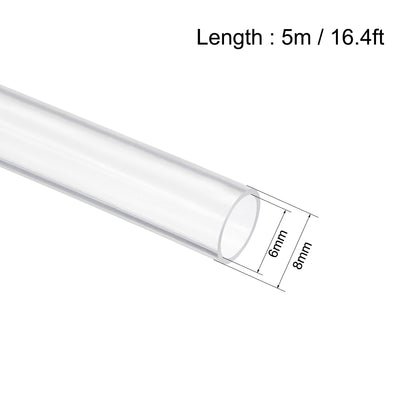 Harfington Silicone Tubing 6mm ID X 8mm OD 16.4ft 5m Silicon Rubber Tube Air Hose Pipe for Pump Transfer Clear