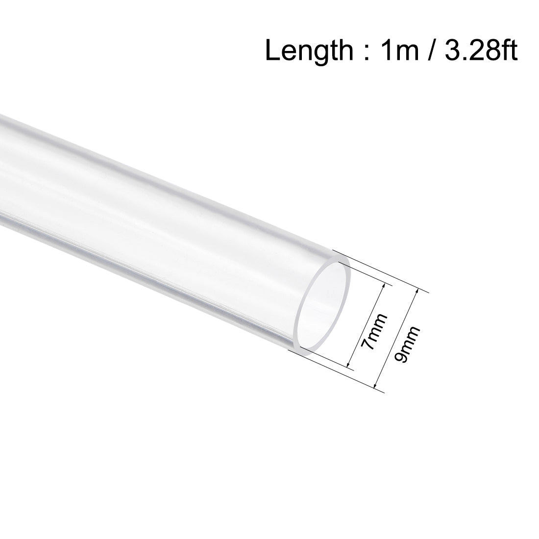 uxcell Uxcell Silicone Tubing 7mm ID X 9mm OD 3.28ft 1m Silicon Rubber Tube Air Hose Pipe for Pump Transfer Clear