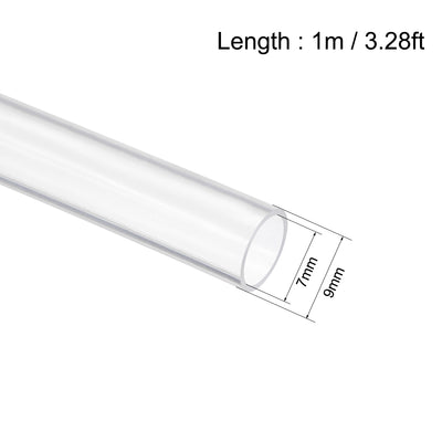 Harfington Uxcell Silicone Tubing 7mm ID X 9mm OD 3.28ft 1m Silicon Rubber Tube Air Hose Pipe for Pump Transfer Clear