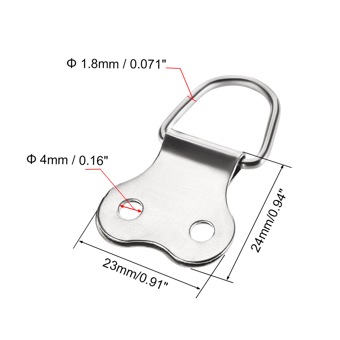 uxcell Uxcell D Ring Picture Hangers, 38mm x 24mm Silver Tone Assortment Kit for Photo Hanging Solutions, 20 Pcs