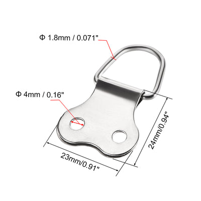 Harfington Uxcell D Ring Picture Hangers, 38mm x 24mm Silver Tone Assortment Kit for Photo Hanging Solutions, 20 Pcs
