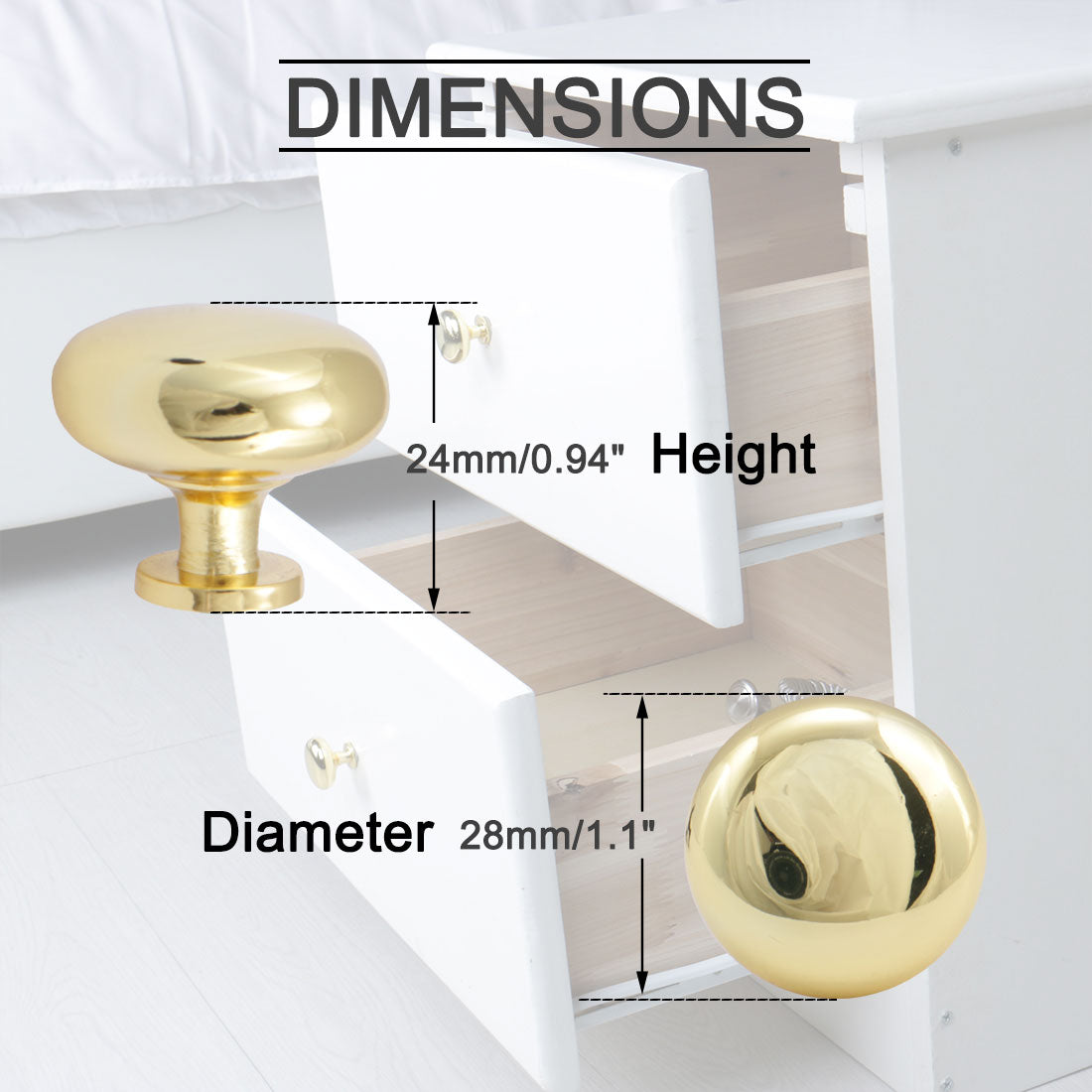 uxcell Uxcell Zinc Alloy Knobs 28mm Drawer Pull Handle Wardrobe Dresser Closet Door Gold Tone