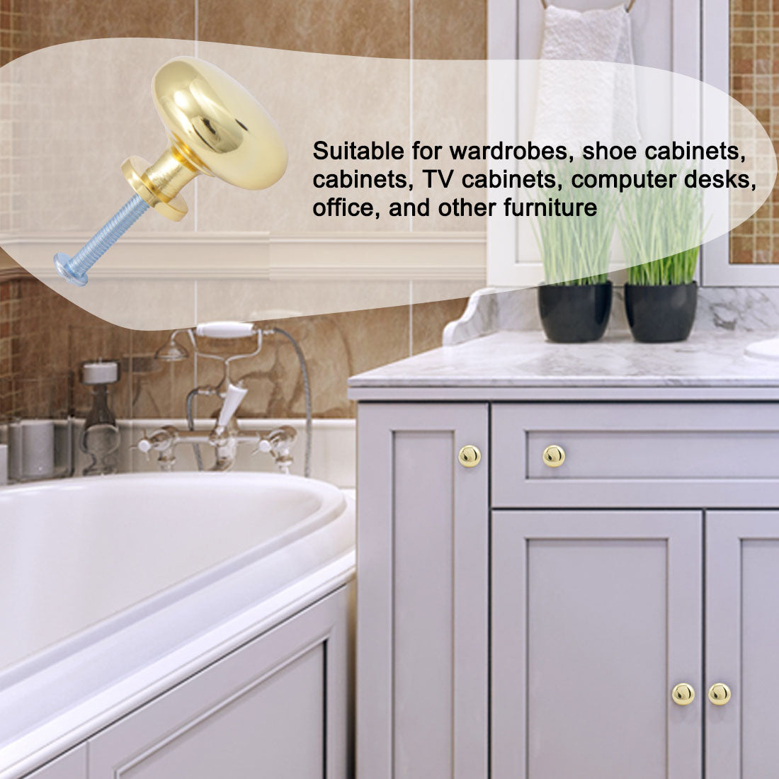 uxcell Uxcell Zinc Alloy Knobs 28mm Drawer Pull Handle Wardrobe Dresser Closet Door Gold Tone