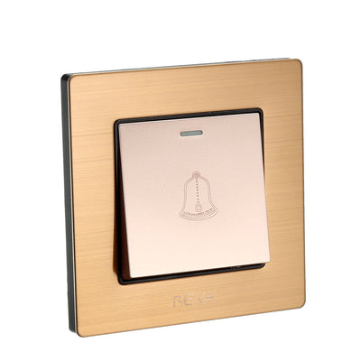 Harfington Uxcell Doorbell Push Button Switch Wall Mounted Resettable Square Gray Button AC 250V 16A Stainless Steel Panel 86mmx86mm