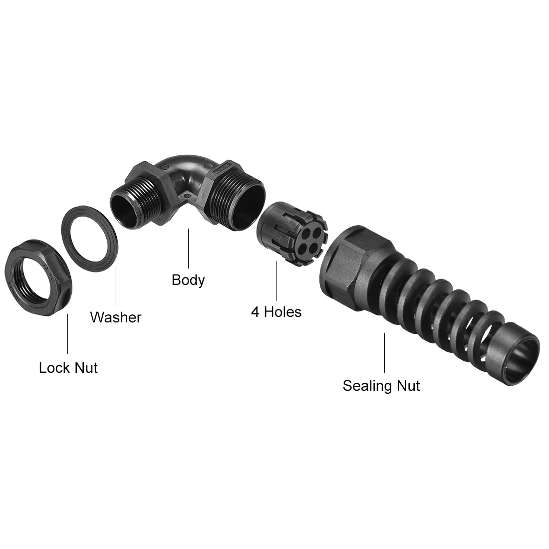 Harfington Cable Gland Waterproof Nylon Joint, Adjustable Locknut with Strain for Wires