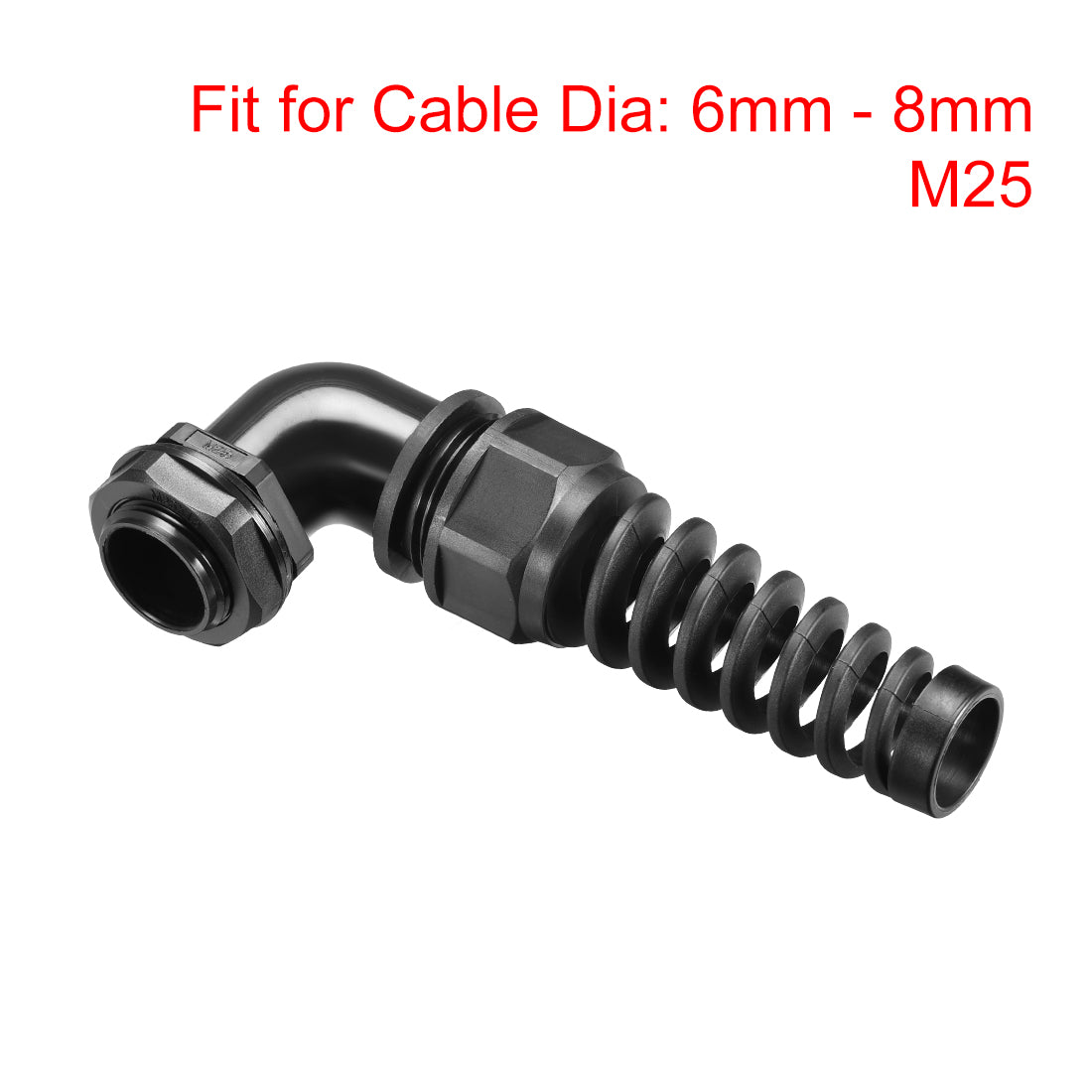 uxcell Uxcell M25 Cable Gland 90 Degree 3 Holes Waterproof IP68 Nylon Joint Adjustable Locknut with Strain Relief for 6-8mm Dia Wire