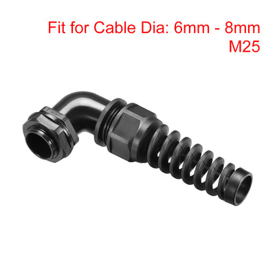 Harfington Uxcell M25 Cable Gland 90 Degree 3 Holes Waterproof IP68 Nylon Joint Adjustable Locknut with Strain Relief for 6-8mm Dia Wire