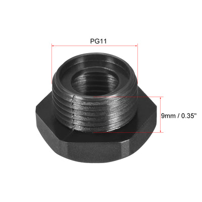 Harfington Threaded Reducing Bushings Nylon Connector Adaptor PG11 Male Thread to PG9 Female Thread Black , 3 Pcs