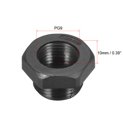 Harfington Threaded Reducing Bushings Nylon Connector Adaptor PG11 Male Thread to PG9 Female Thread Black , 3 Pcs