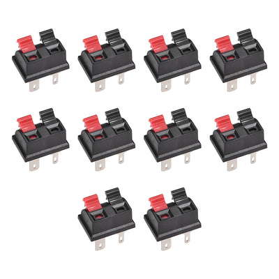 uxcell Uxcell 2 Way Spring Speaker Terminal Clip Push Release Connector Audio Cable Terminals Strip Block WP2-203 10Pcs