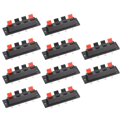 uxcell Uxcell 4 Way Spring Speaker Terminal Clip Push Release Connector Audio Cable Terminals Strip Block WP4-7 10Pcs
