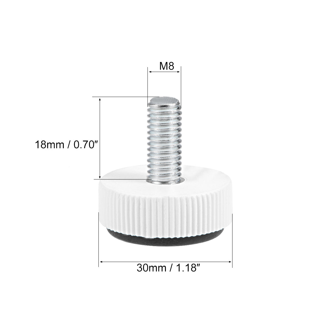 uxcell Uxcell Furniture Levelers, 12mm to 20mm Adjustable Height M8 x 18mm Thread, 4 Pcs