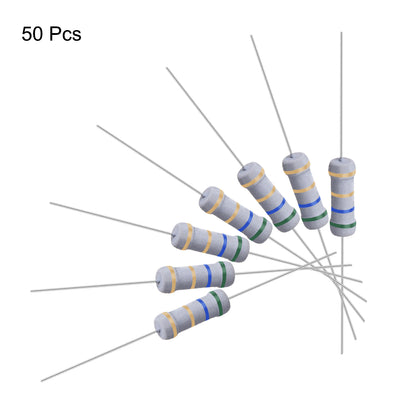 Harfington Uxcell 50 Pcs 1W 1 Watt Metal Oxide Film Resistor Axile Lead 5.6 Ohm ±5% Tolerance