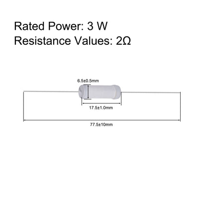 Harfington Uxcell 20pcs 3W 3 Watt Metal Oxide Film Resistor Lead 2 Ohm 5% Tolerance
