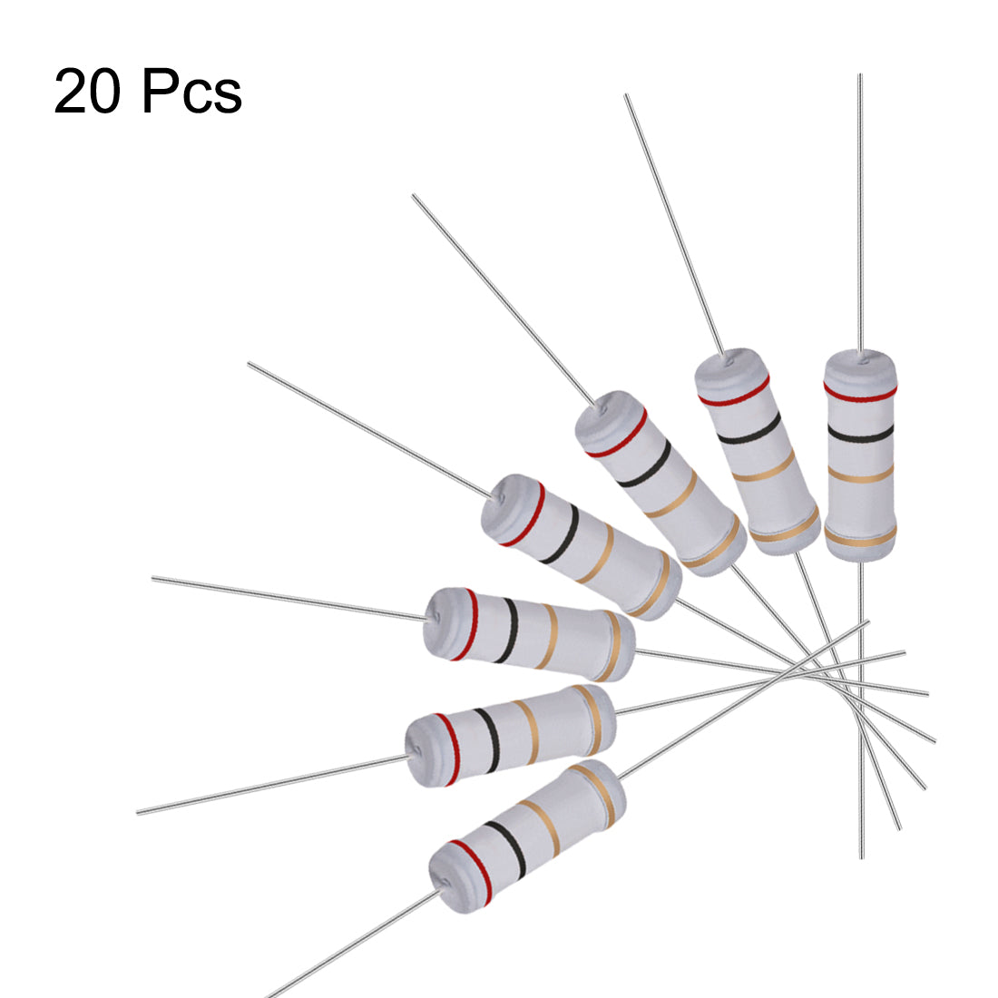 uxcell Uxcell 20pcs 3W 3 Watt Metal Oxide Film Resistor Lead 2 Ohm 5% Tolerance
