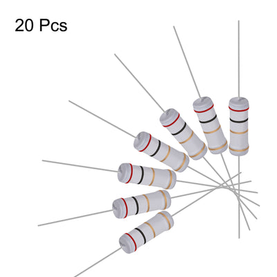 Harfington Uxcell 20pcs 3W 3 Watt Metal Oxide Film Resistor Lead 2 Ohm 5% Tolerance