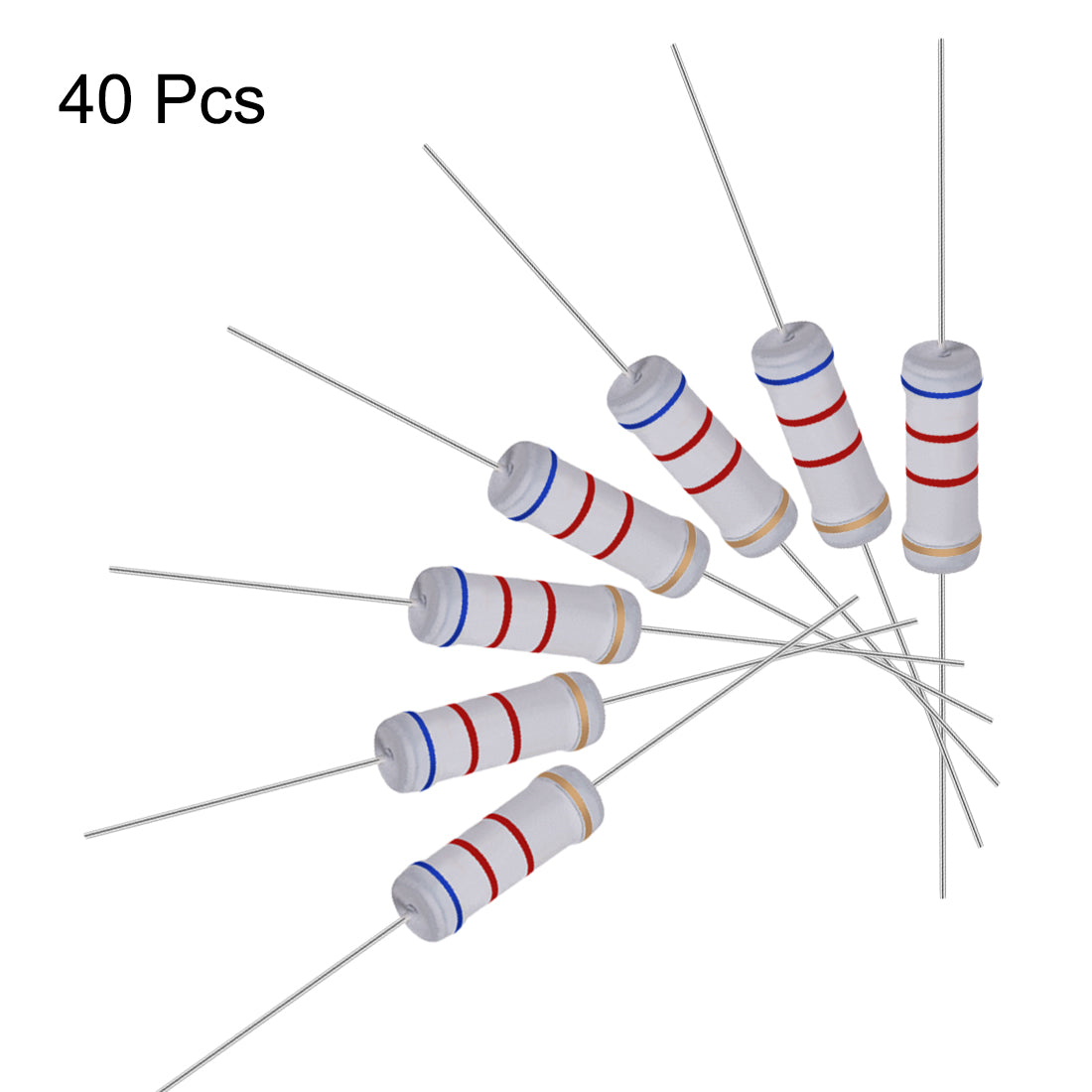 uxcell Uxcell 40pcs 3W 3 Watt Metal Oxide Film Resistor Lead 6.2K Ohm ±5% Tolerance