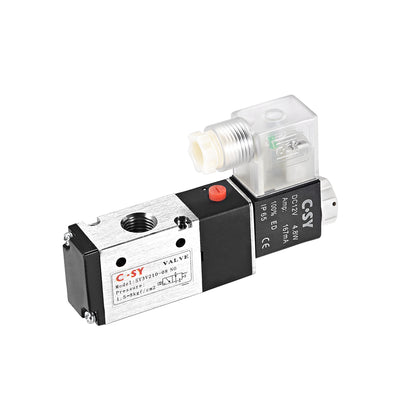 uxcell Uxcell 3V210-08 Pneumatic Air NO Single Piloted  Electrical Control Solenoid Valve DC 12V 3 Way 2 Position 1/4" PT Internally Acting Type w LED Light
