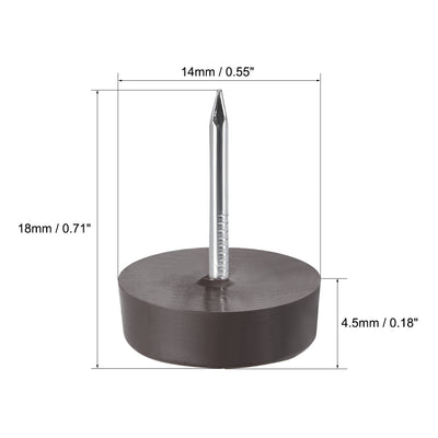 Harfington Uxcell Furniture Feet Nail Chair Table Leg Protector Pad 14mm Dia Brown Plastic 40pcs