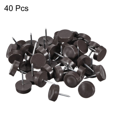 Harfington Uxcell Furniture Feet Nail Chair Table Leg Protector Pad 14mm Dia Brown Plastic 40pcs