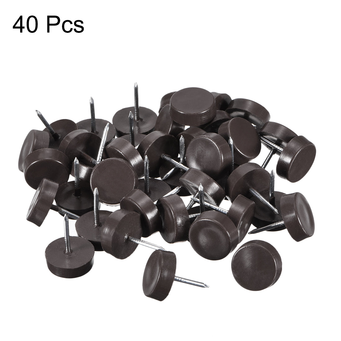 uxcell Uxcell Furniture Feet Nail Chair Table Leg Protector Pad 14mm Dia Brown Plastic 40pcs