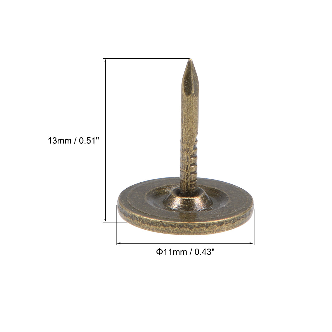 uxcell Uxcell Upholstery Nails Tacks 11mmx13mm Flat Head Furniture Nails Bronze Tone 150 Pcs