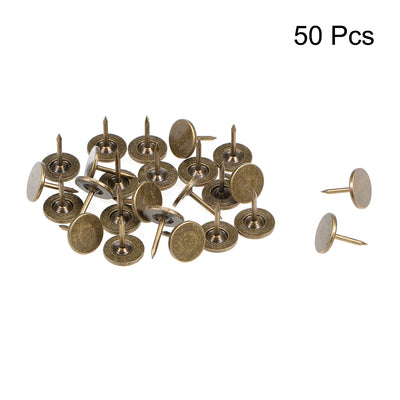 Harfington Uxcell Upholstery Nails Tacks 11mmx13mm Flat Head Furniture Nail Bronze Tone 50 Pcs