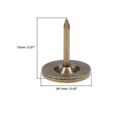 Harfington Uxcell Upholstery Nails Tacks 11mmx13mm Flat Head Furniture Nail Bronze Tone 50 Pcs