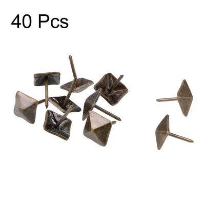 Harfington Uxcell Upholstery Nails Tacks 12mm Square Head Antique Furniture Nails Pins Bronze Tone 40 Pcs