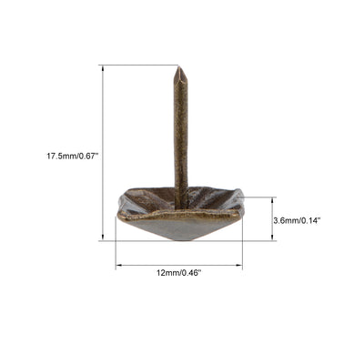 Harfington Uxcell Upholstery Nails Tacks 12mm Square Head Antique Furniture Nails Pins Bronze Tone 40 Pcs