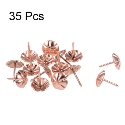 Harfington Uxcell Upholstery Nails Tacks 16mm Head Dia 20mm Length Antique Thumb Push Pins Rose Gold Tone 35 Pcs