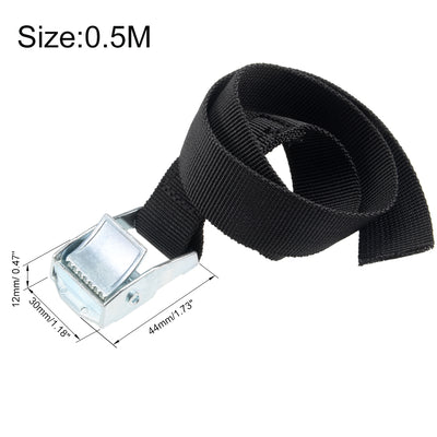 Harfington Uxcell 0.5M x 25mm Lashing Strap Cargo Tie Down Straps Buckle Up to 80Kg, Black, 2 Pcs