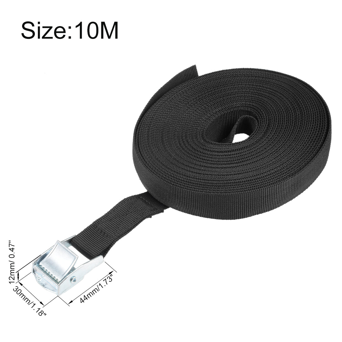 uxcell Uxcell 10M x 25mm Lashing Strap Cargo Tie Down Straps Buckle Up to 80Kg, Black, 4Pcs