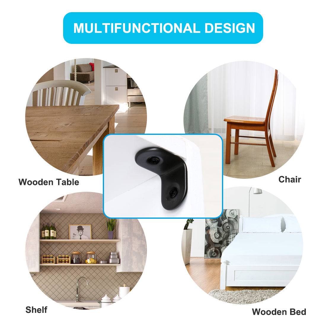 uxcell Uxcell Home Angle Brackets Stainless Steel Black Corner Fastener Shelf Support