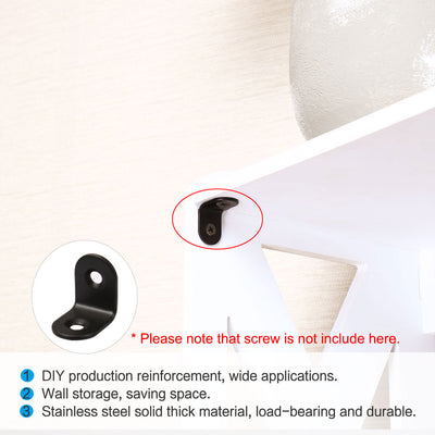 Harfington Uxcell Home Angle Brackets Stainless Steel Black Corner Fastener Shelf Support