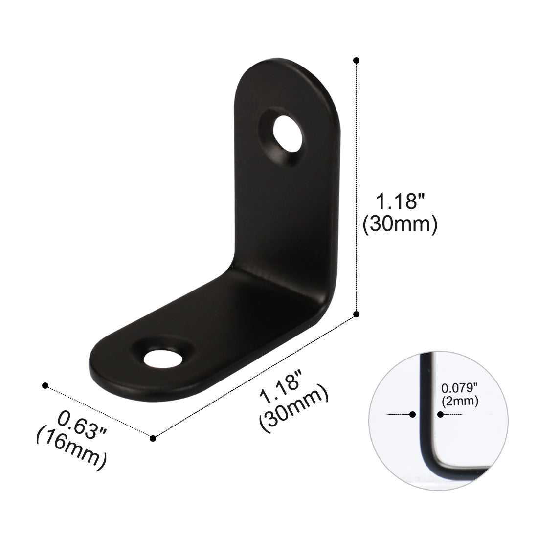 uxcell Uxcell Home Angle Brackets Stainless Steel Black Corner Fastener Shelf Support