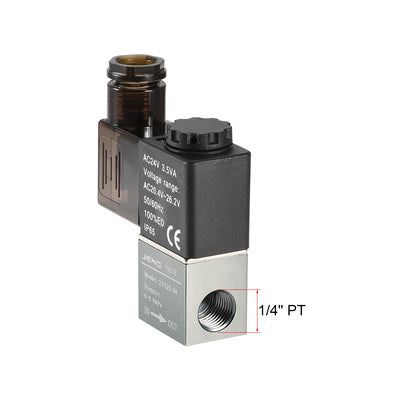 Harfington Uxcell 2V025-08 Pneumatic Air NC Single Electrical Control Solenoid Valve AC 24V 2 Way 2 Position 1/4" PT Internally Piloted Acting Type