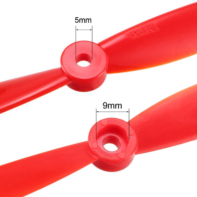 Harfington Uxcell RC Propellers  C 6045 6x4.5 Inch 2-Vane Quadcopter for Airplane Toy, Nylon Red 2 Pairs with Adapter Rings